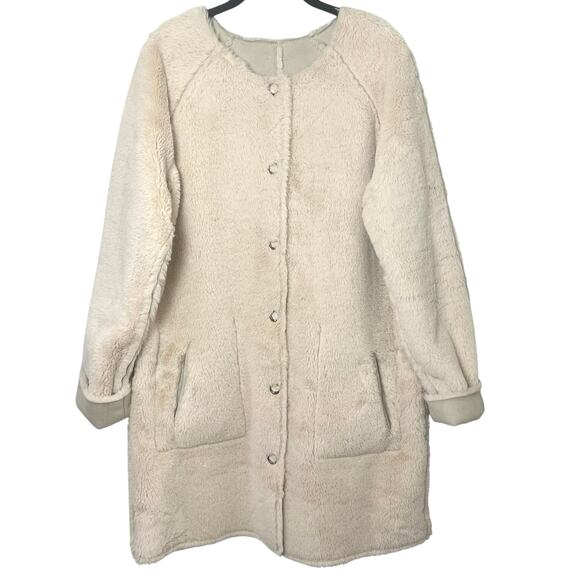 Blank NYC Cream Reversible Faux Shearling Snap Front Mid-Length Jacket Sz Small - Picture 8 of 13